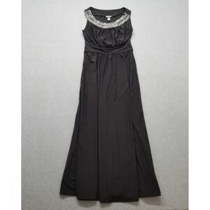 Haani Dress Womens Small Brown‎ Long Stretch Stones Sleeveless
